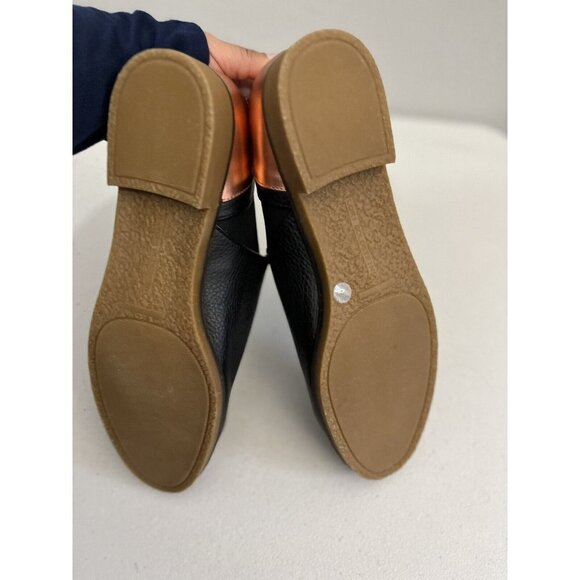 Lori Goldstein Flat Loafers Women 9.5 Black And Rose Gold Slip on Leather Upper - Picture 7 of 12